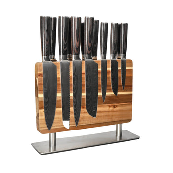 Couteaux Shinrai - Coffret de 15 couteaux Damas - Collection Master XXL + Bloc de couteaux Shinrai