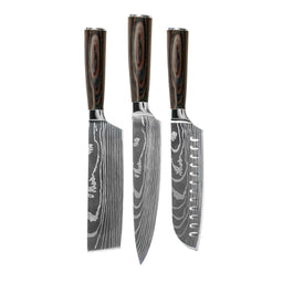 Shinrai Knives - Damascus Print 3-delige Messenset Messenset Shinrai Knives 