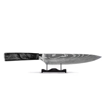 Shinrai Knives - Damascus Print Epoxy Onyx Koksmes 20 cm Koksmes Shinrai Knives 