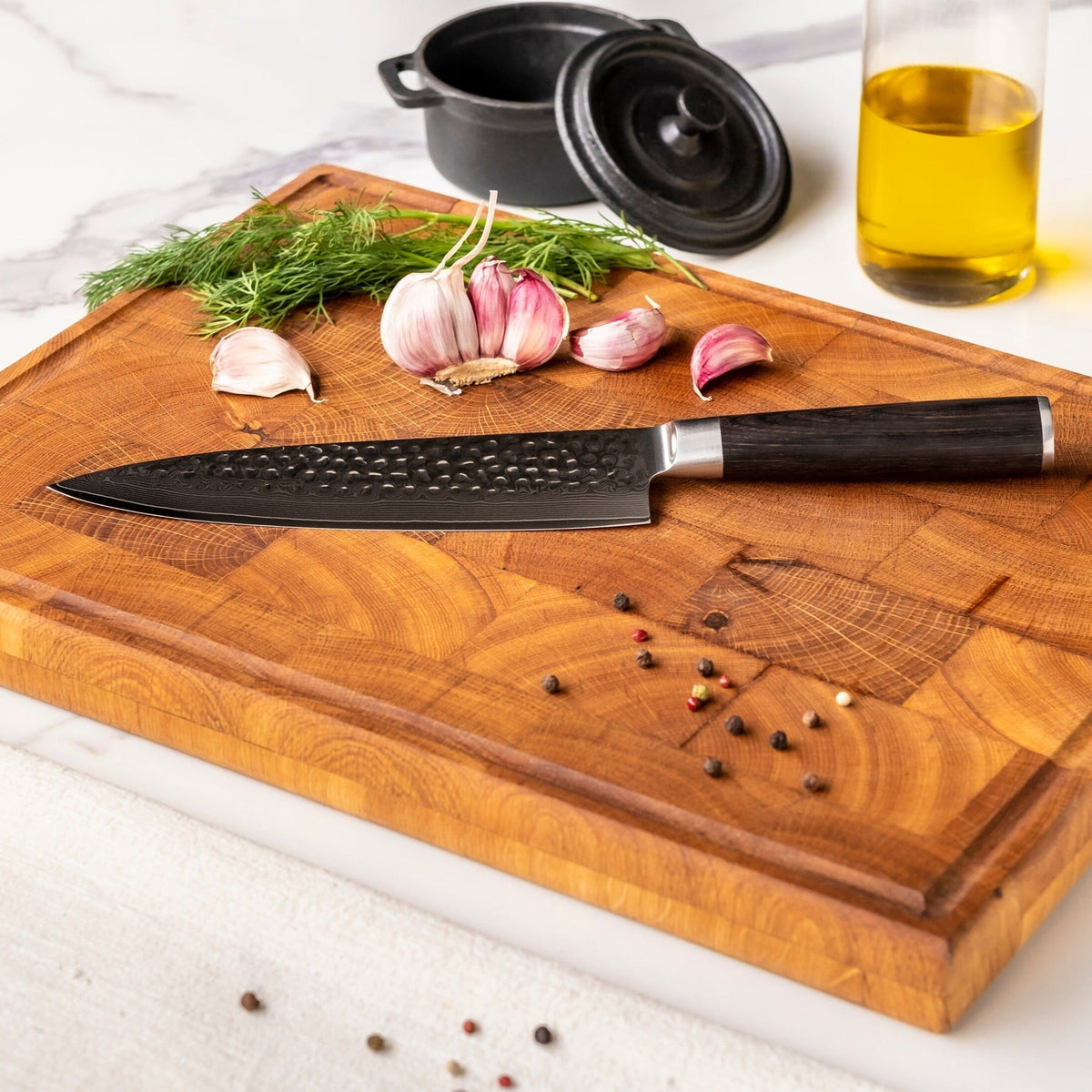 Shinrai Knives - Hammered Damast BR 2-delige Messenset - Koksmes + Broodmes Messenset Shinrai Knives 