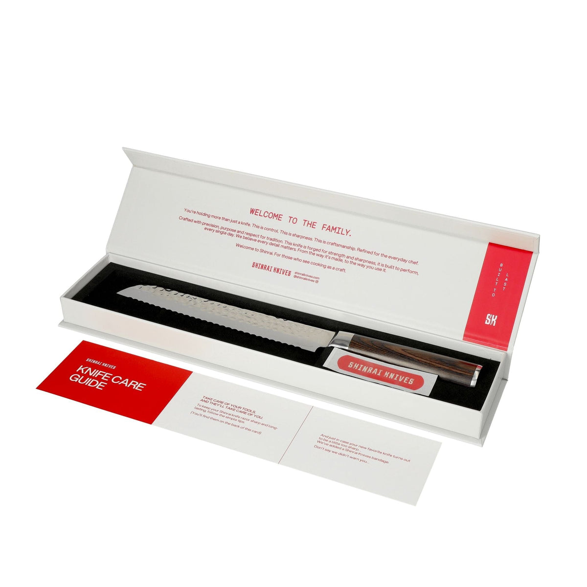 Shinrai Knives - Hammered Damask BR 2-Piece Knife Set - Chef's Knife + Bread Knife
