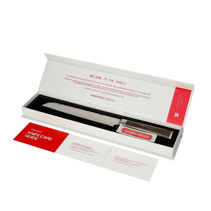 Shinrai Knives - Hammered Damask BR 2-Piece Knife Set - Chef's Knife + Bread Knife