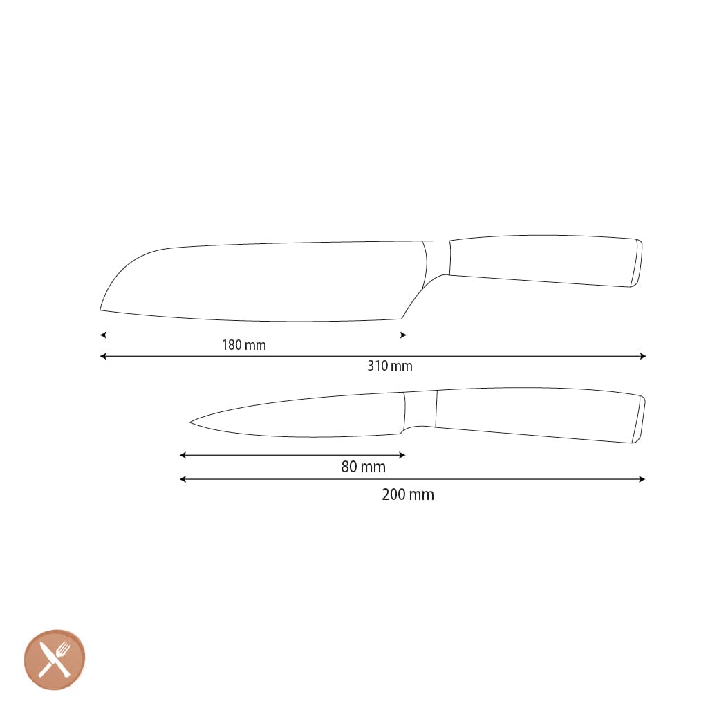 Shinrai Knives - Hammered RVS 2-delige Messenset - Santoku + Schilmes Messenset Shinrai Knives 