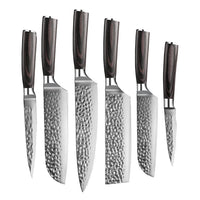 Shinrai Knives - Hammered RVS 6-delige Messenset Messenset Shinrai Knives 