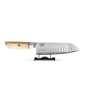 Couteaux Shinrai - Couteau Santoku Hikari Damas 18 cm Couteau Santoku Couteaux Shinrai