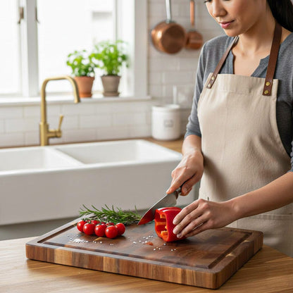 Shinrai Knives - Luxe Snijplank Acaciahout - Kopshout - Bundel Houten snijplank Shinrai Knives 