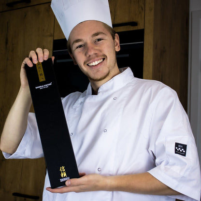 Shinrai Knives - Parelmoer Jewels Damascus Santoku mes 18 cm Santokumes Shinrai Knives 