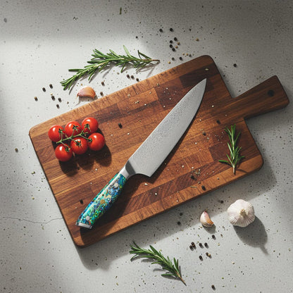 Shinrai Knives - Parelmoer Jewels Serie 5-delige Damascus Messenset Messenset Shinrai Knives 