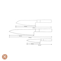 Shinrai Knives - Takumi Kaza 3-delige Damascus Messenset - Koksmes + Santoku + Schilmes Messenset Shinrai Knives 