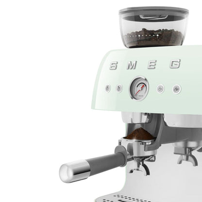 Smeg - Espressomachine | Watergroen | Jaren 50 | Handmatige espressomachine met geïntegreerde bonenmaler Handmatige Espressomachine Smeg 