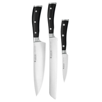 Wüsthof - Classic Ikon 3-delige Messenset - Koksmes + Broodmes + Officemes Messenset Wusthof 