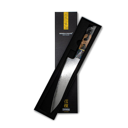 Onyx Epoxy Jewels Damascus Koksmes 23 cm - Special Edition Shinrai Japan 